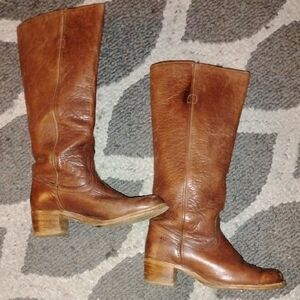 Frye Chestnut Leather Heeled Boots